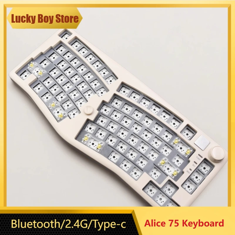 

A75 Alice75 Комплект механической клавиатуры Эргономичный Bluetooth/проводной/2,4G Трехрежимная RGB с горячей заменой Индивидуальная офисная игровая верхняя структура