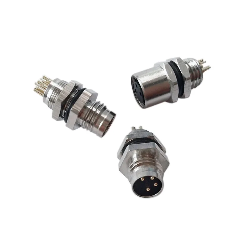 M8 3Pin 4Pin Sensor Connector Metal A Code Screw Connection Straight Waterproof Bend Angle Connector