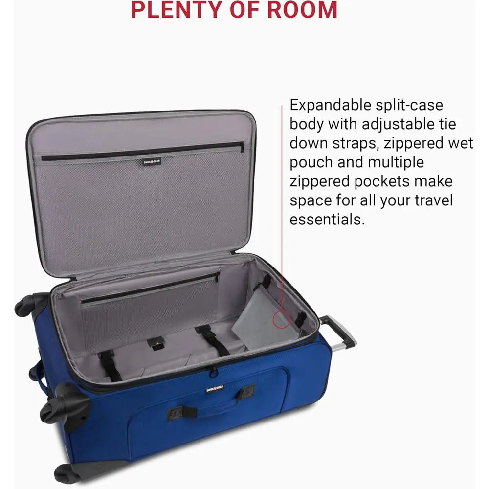 スイスギア シオン 29 拡張機能付きスーツケース（360度回転） °   7～9日間の旅行用ホイール - ブルー