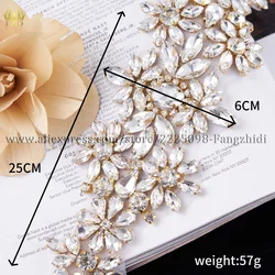 (1 pezzo) strass di cristallo argento Applique Patch d'oro ferro da stiro fai-da-te per abiti da sposa accessori per scarpe cinture di perline fatte a mano