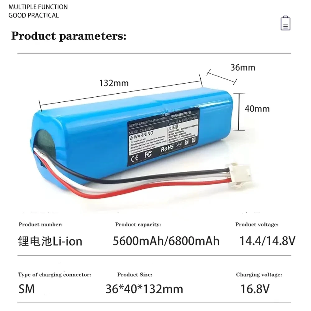 5200mah Battery For Proscenic M7 MAX, M7 Pro, M8 Pro, U6, For Philips FC8972, Haier TAB-T530S, Lenovo LR1 Vacuum Cleaner Part