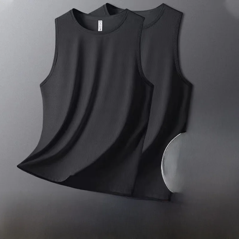 Loose Men's Summer Tank Top Ice Silk Thin Base Shirt Large Size T Shoulder Pad Sports Fashion City Outfit Moisture Wicking