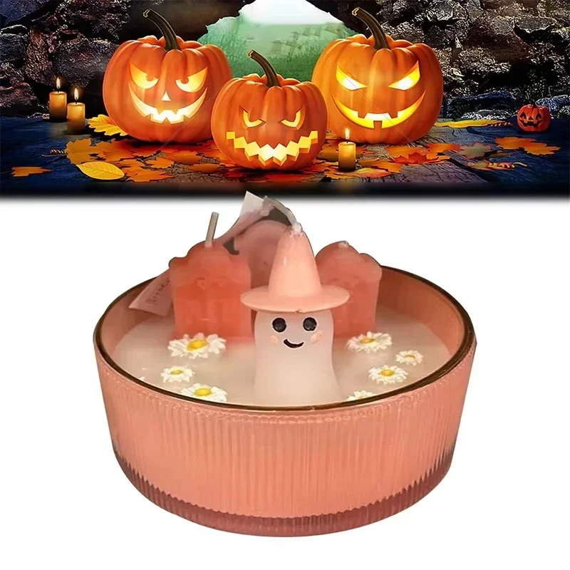

Pink Ghost Candle Halloween Decoration Gift Scented Candle Home Decoration Ornaments Holiday Gift Home Candlestick Ornament