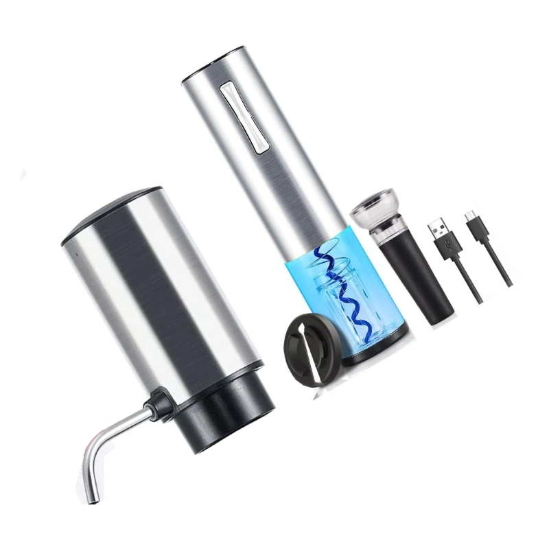 Automatic Wine Pourer Vacuum Wine Stopper Efficient Electric Corkscrew Stainless Steel Texture for Wine Enthusiasts