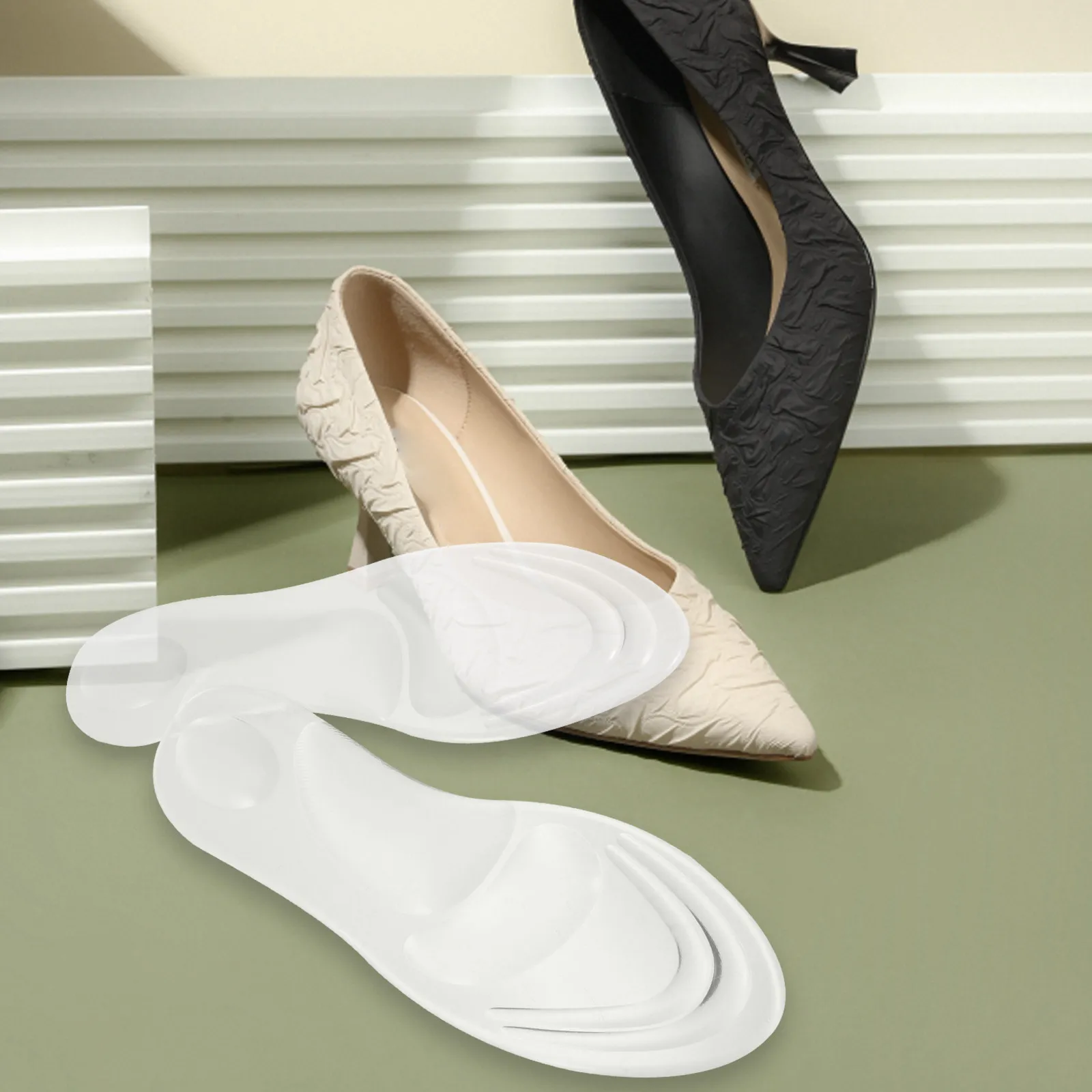 1 par de plantillas transparentes para mujer, con amortiguación de gel, antideslizantes, transpirables, flexibles, resistentes al desgaste, para tacones altos, sandalias, zapatos planos, cómodas