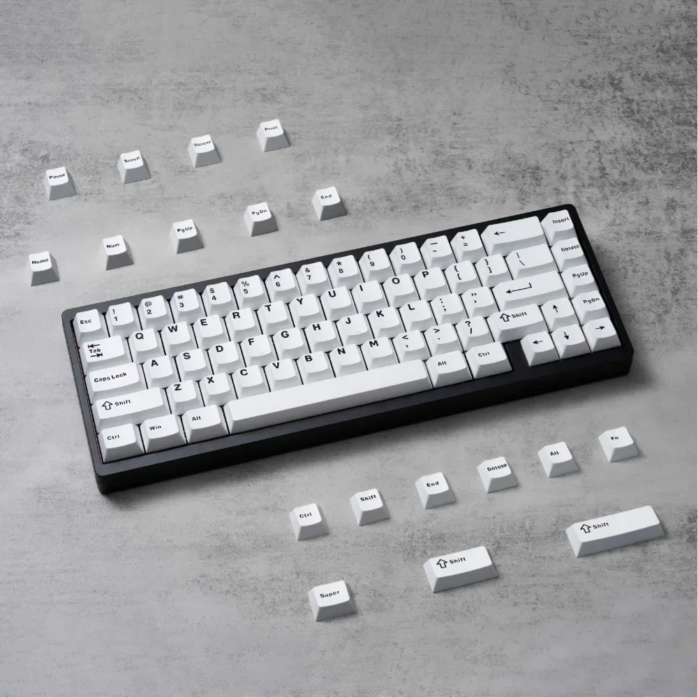 

BOW Double Cherry Key Cap Set PBT 120 Simple Plain White Key Cap for 60/64/84/98/108 Mechanical Keyboard