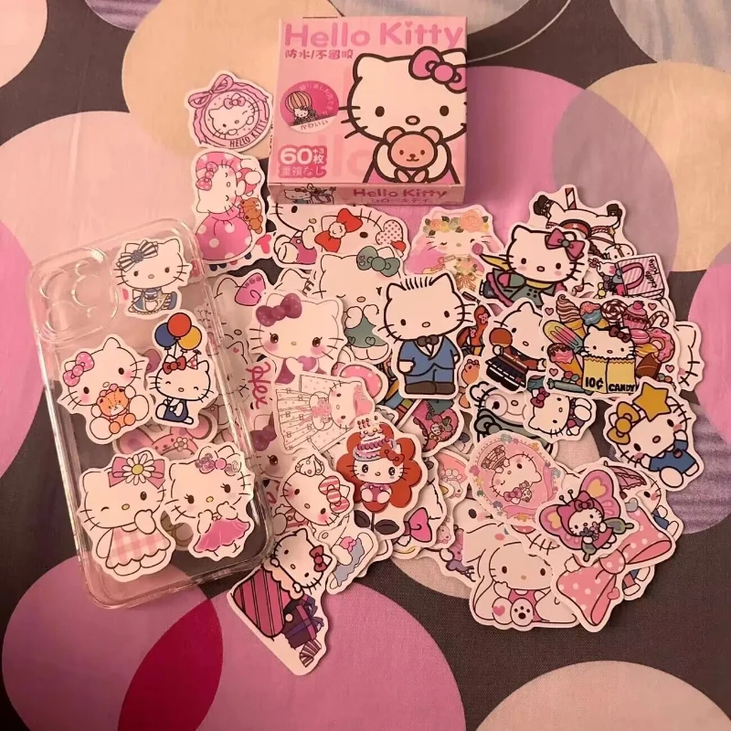 8 Style Kawaii Sanrio Hello Kitty Stickers Anime Ins Gift Box Pattern Sealing Stickers Cinnamoroll Decoration Stationery Sticker