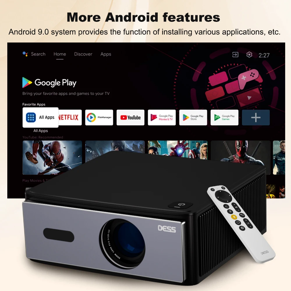 DESS 1080P 4K-Projektor in nativer Bildqualität mit Autofokus, intelligenter Sprachsteuerung und Unterstützung für Heimkino-Projektoren und 3D – Detail 7