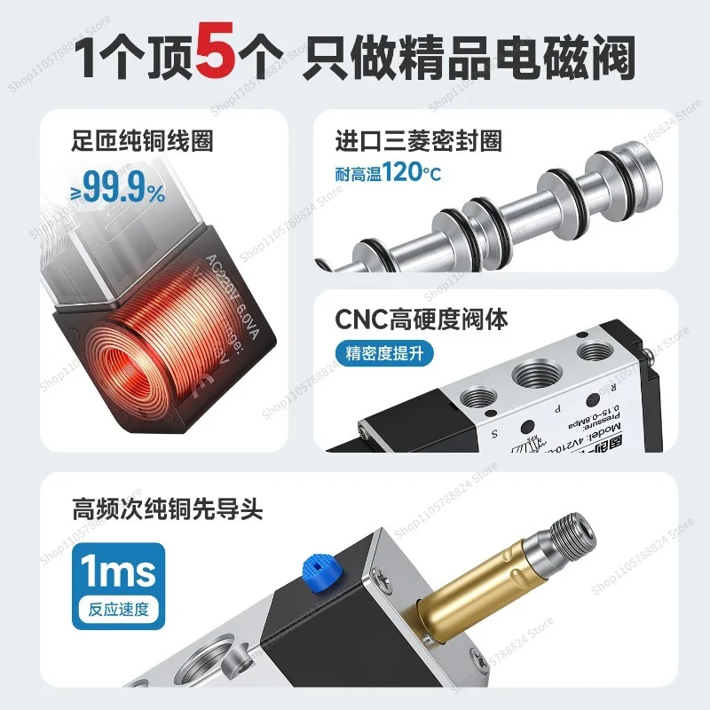 For solenoid valve 4V210-08/310-10 directional  24V pneumatic control valve 220V two-position five-way electronic  12