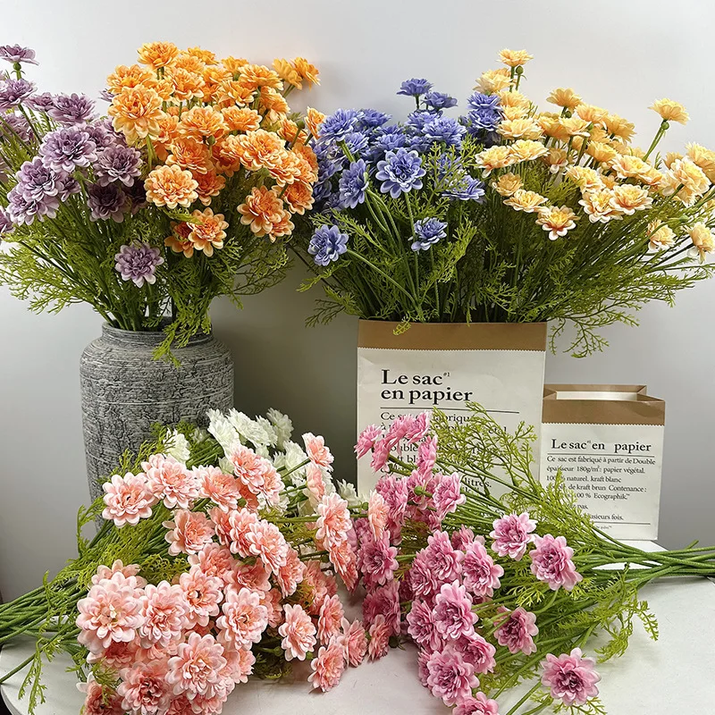

48cm 4 Heads Artificial Chrysanthemum Flowers Wedding Bridesmaids Holding Flowers Artificiales Party Decoracion Wedding Decora