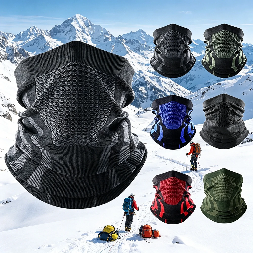 Thermische Gesichtsbandana-Maske, Nackenwärmer, Gaiter, Fahrrad-, Ski- und Wanderschal, atmungsaktive Masken mit Aufdruck für Damen und Herren, Winter
