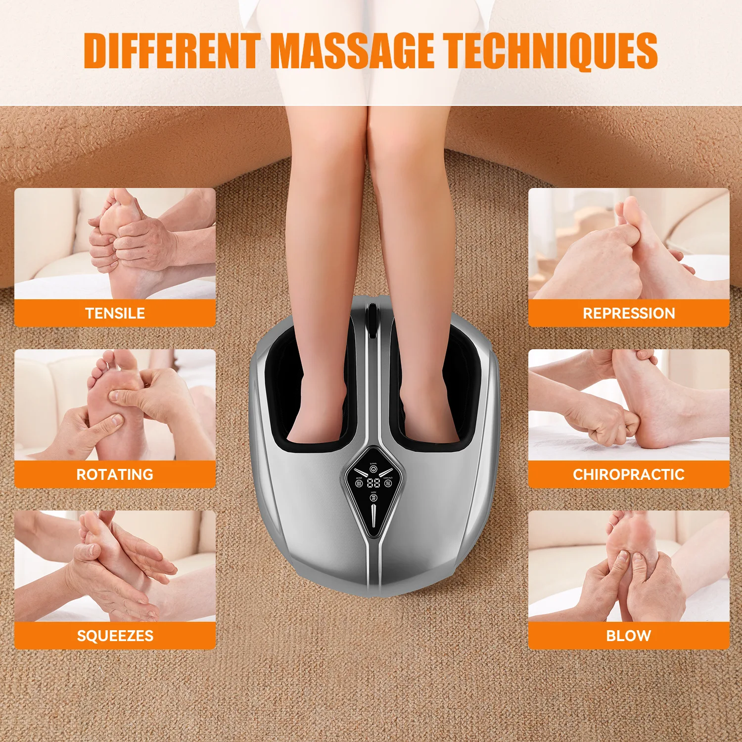 Electric Foot Massager Machine with Heat Air Compression Relief for Tired Muscles and Plantar Deep Kneading Shiatsu Feet Massage