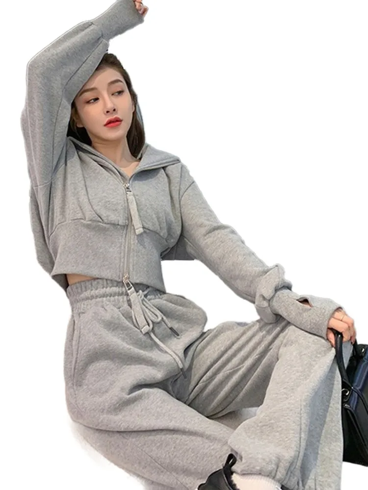 Insozkdg-Costumes de sport décontractés pour femmes, sweats à capuche cardigan, pantalons tout match, ensembles de sport deux pièces, printemps, automne, 2024