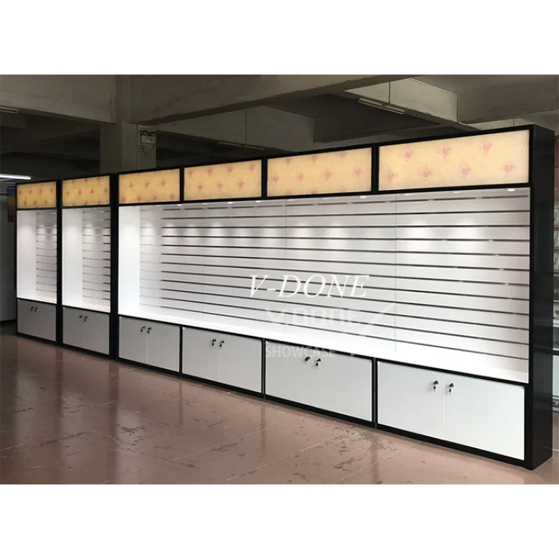 Custom. Mobile Phone Shop Decoration Glass Showcase Mobile Store Counter Cell Phone Accessories Display Glass Cabinet Furniture