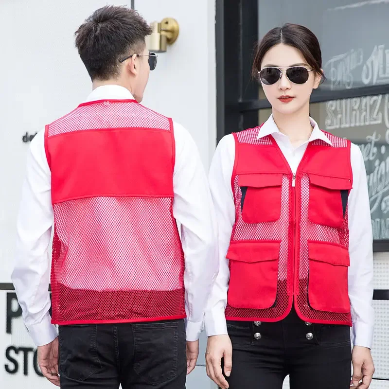 الرجال سترة الخامس الرقبة شبكة سستة جاكيت بلا إكمام الربيع الصيف الذكور سترة مع جيوب كثيرة حجم كبير L-6XL #5