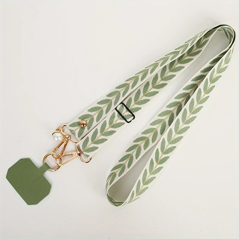 Lange universele verstelbare telefoonkoord voor dames, crossbody schouderband, parel hanger, anti-verlieskoord