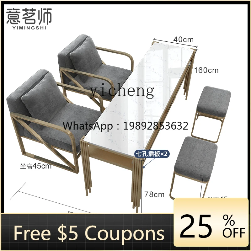 

Manicure Table and Chair Set Mild Luxury Marble Glass Paint Manicure Table