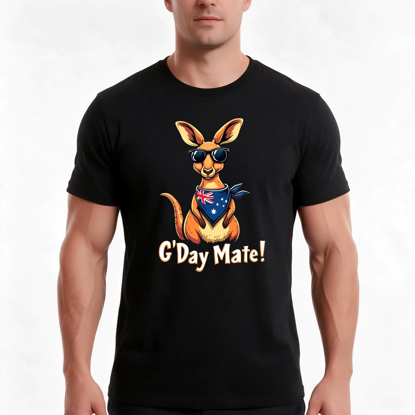 Kangaroo Bandana Australian Flag – Celebrate Aussie Pride T-Shirt, Summer Casual Cotton Tee, Oversized Streetwear Tops