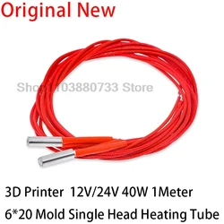 12V/24V 40W Ceramic Cartridge Heater 6*20mm 1M Cable 3D Printer Print Head Induction Heater Heating Tube element