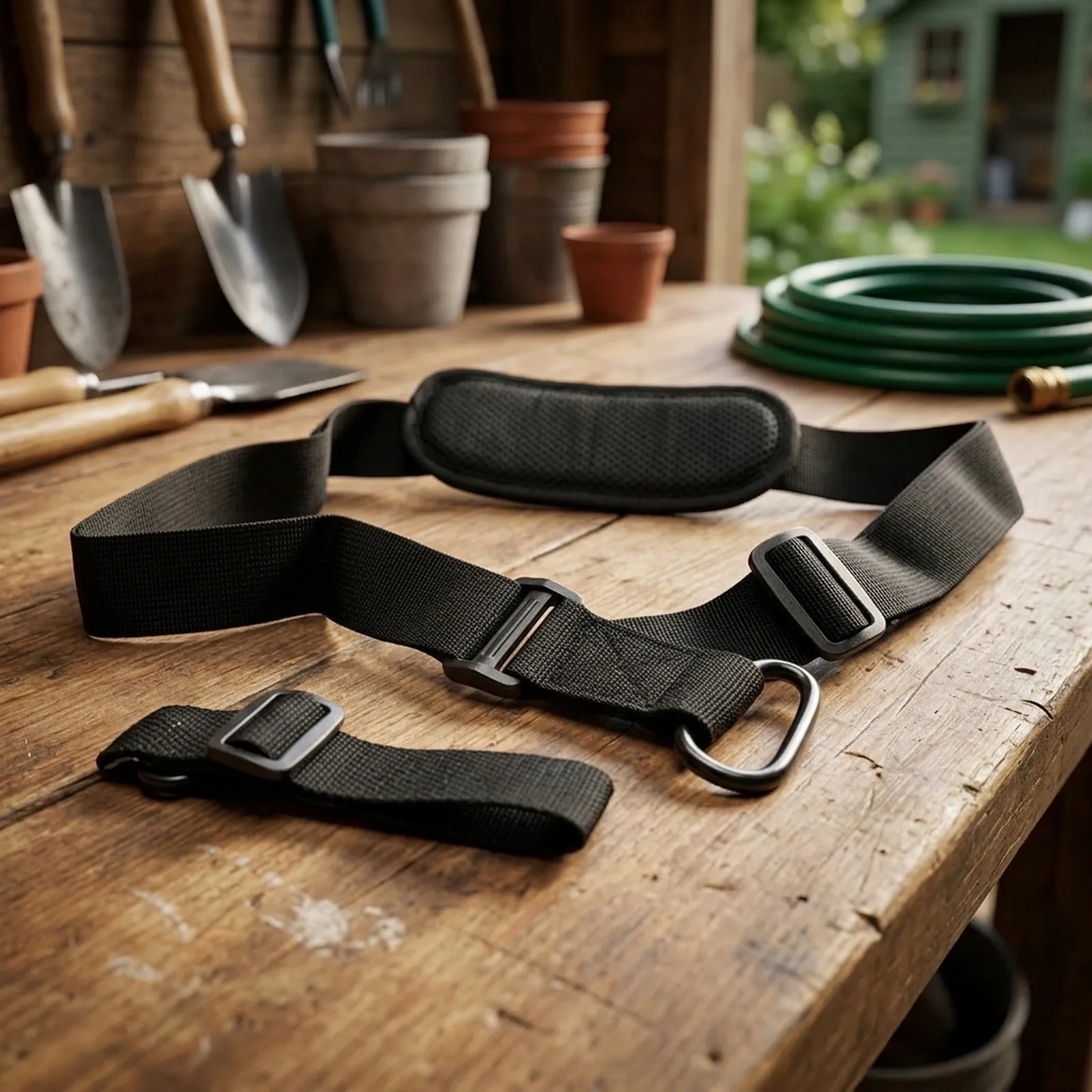 Adjustable Nylon Harness Strap with Metal Hook for String Trimmer For Leaf Blower Designed to Distribute Weight Shoulders
