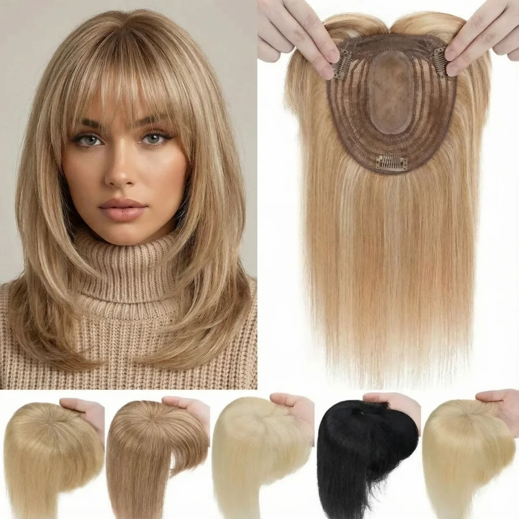 

Накладка на волосы из 100% натуральных человеческих волос для женщин, машинного производства, с заколками, дышащая, комфортная, разноцветная # 1B/ # Быстрая доставка 613 (товар) по дропшиппингу