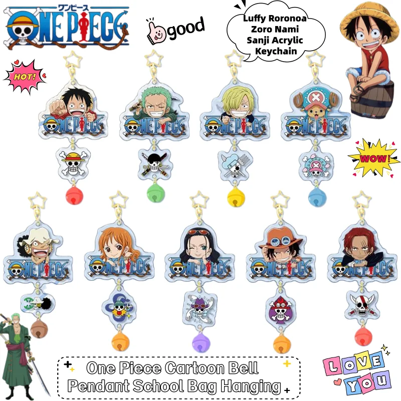 

One Piece Luffy Roronoa Zoro Nami Sanji Creative Cute Acrylic Keychain Personalized Cartoon Anime Peripheral Schoolbag Hanging