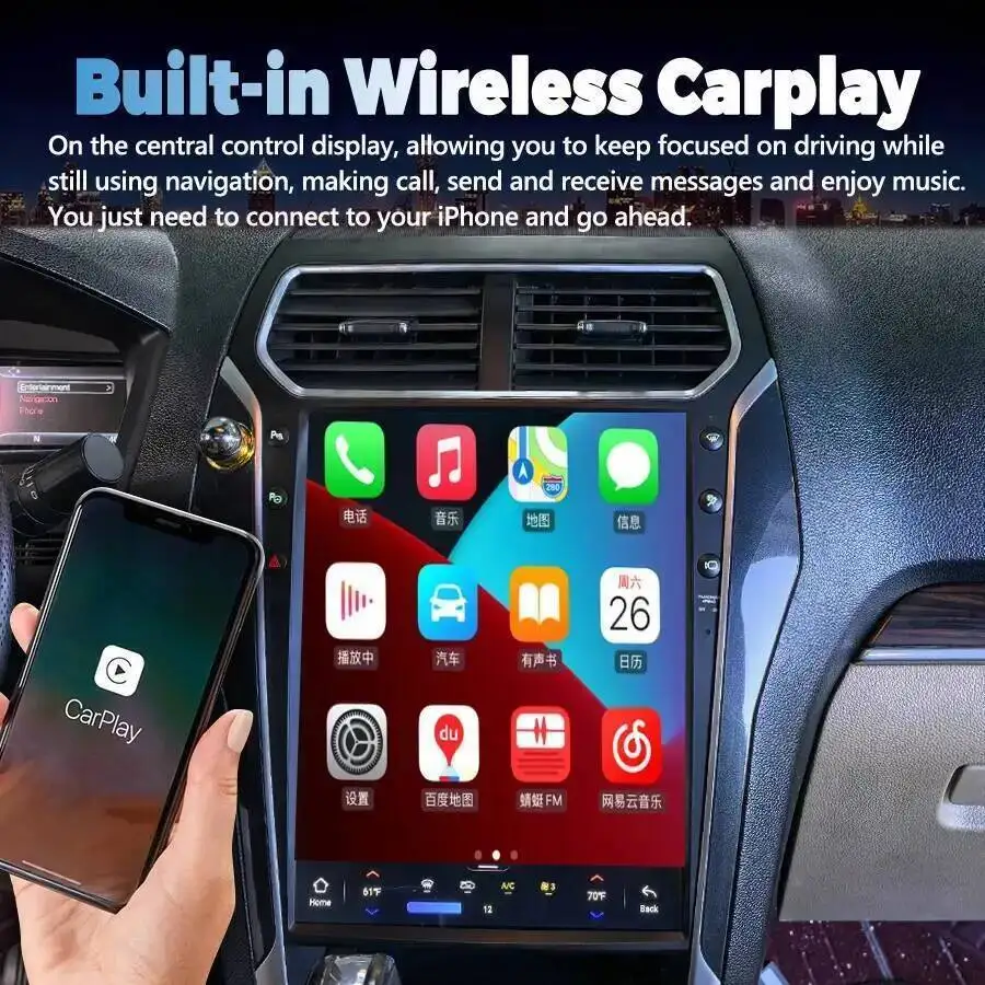 13.8inch Android Multimedia Player For Ford Explorer 2011-2019 Car AutoRadio Wireless Carplay GPS Navigation Bluetooth DSP Audio