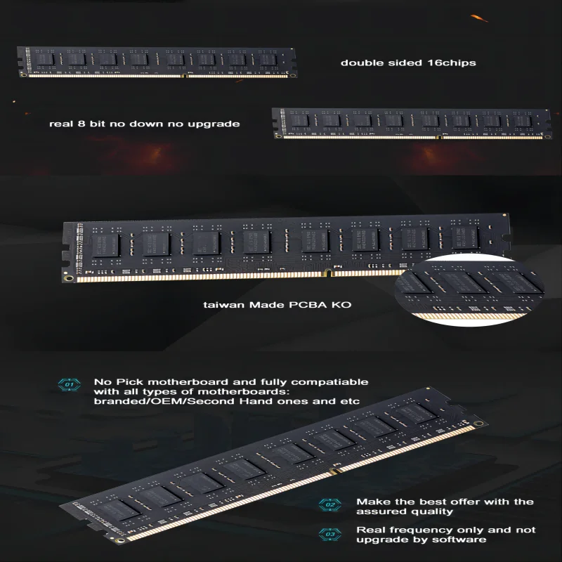 DDR3 DDR4 4GB 8GB 16GB Desktop Memories Ram PC3 1.5V 8500 10600 12800 PC4 1.2V 2133 2400 2666Mhz Non-ECC DIMM Memory Ram