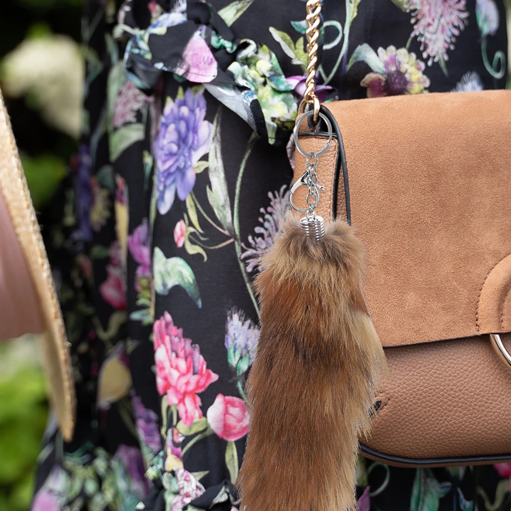 

2pcs Fox Tail Keychain Furry Key Ring Decor Cartoon Pendant For Backpacks Handbags Car Keys Women Girls Bag Charm Purse