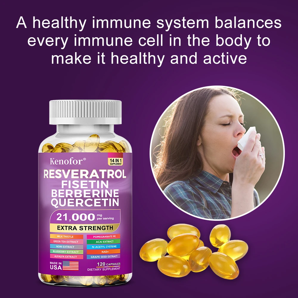 Resveratrol NAD cápsulas de semente de uva e berberina, melhoram a imunidade, antioxidantes, saúde cardiovascular, promove a pele lisa