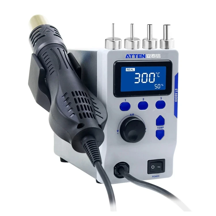 Top Quality Atten St8800d 800w 110v 220v Digital Hot Air Rework Station With 4 Nozzle Welding Tools And Equipment