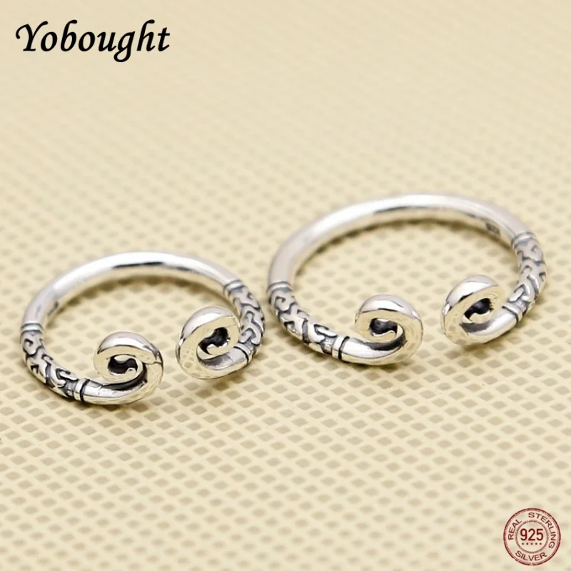 S925 Pure Silver Jewelry Ring  Auspicious Cloud Tight Hoop Spell Men And Women Couple Ring Thai Silver Open Mouth Ring