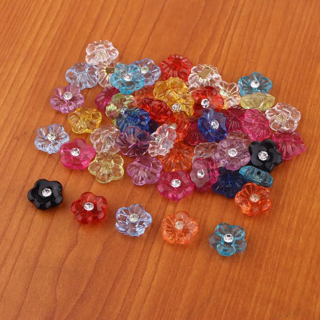 50 pezzi di fiori di strass di cristallo abbellimenti bottoni cucire su bottoni artigianato fai da te per abbigliamento, artigianato (Flatback)