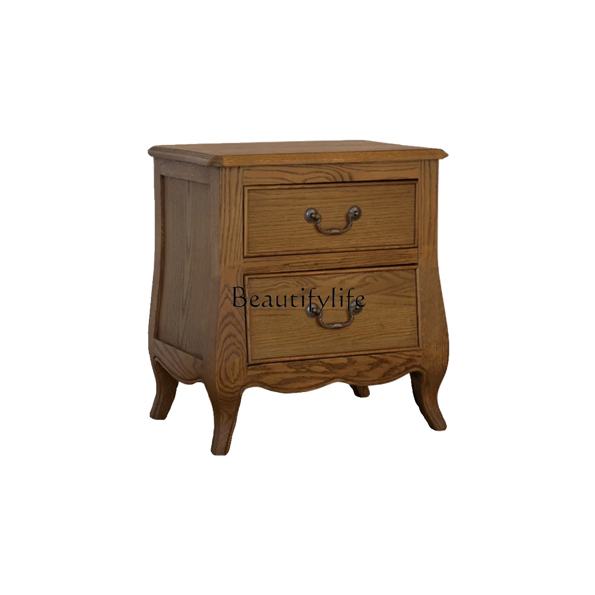 

American country solid wood bedside table French retro oak two-pump sofa side cabinet