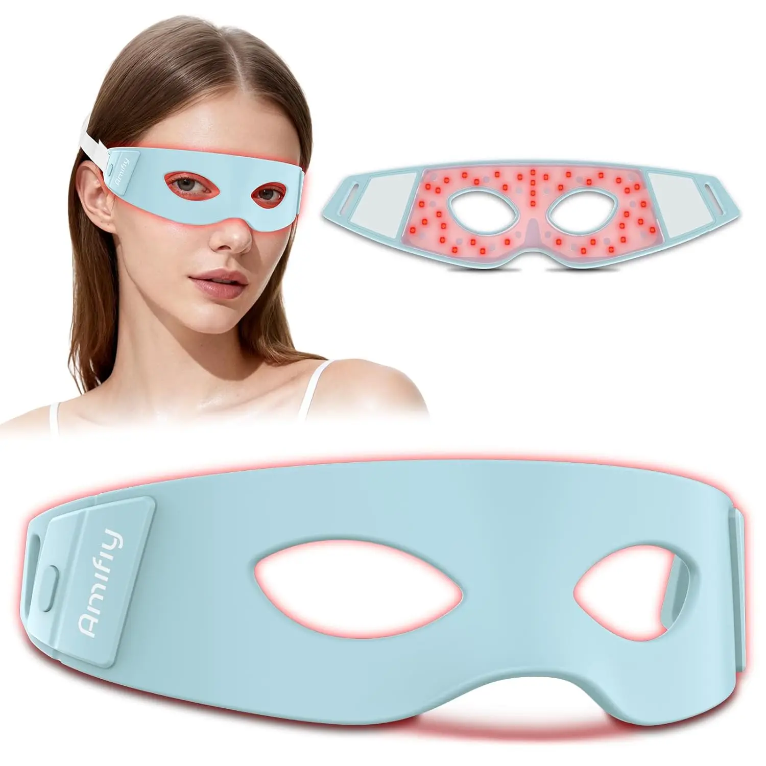 

Red Light Therapy Eye Mask for Dark Circles, Bags & Wrinkles - Anti-Aging Device with 4 Wavelengths, Soft Silicone