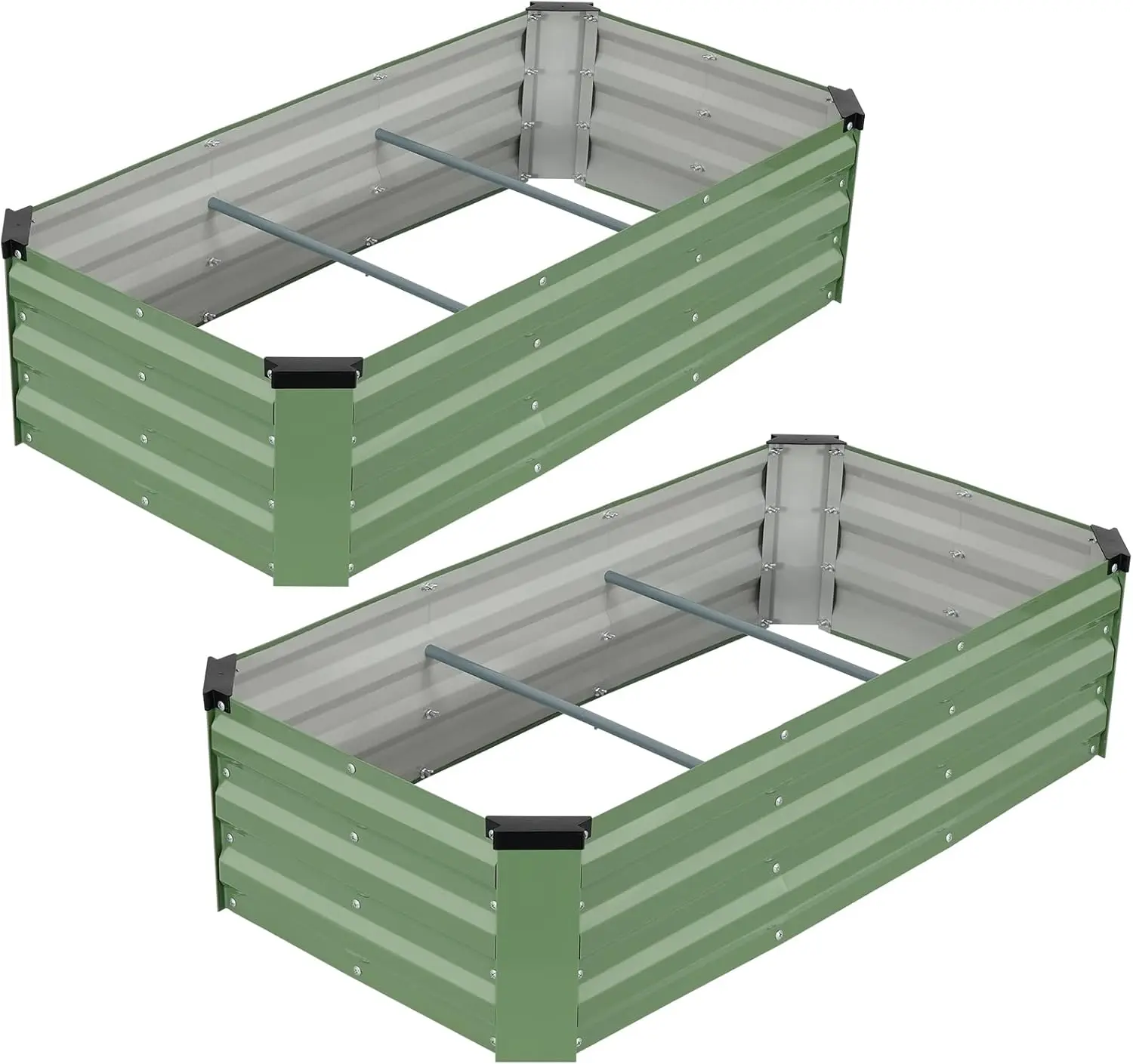 

4x2x1ft Galvanized Raised Garden Bed, Heavy-Duty Metal Planter Boxes Outdoor for Vegetables Flowers Herbs, Olive Green(2
