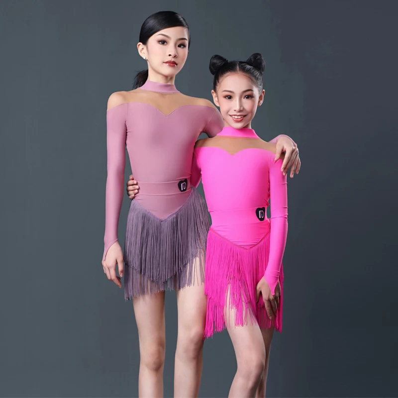 

New Latin Dance Dress Girls Fringes Latin Dress Children Ballroom Dance Competition Costume Performance Practice Clothes SL7881