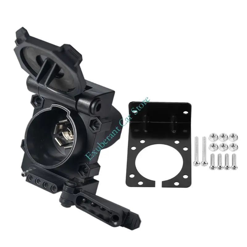 Trailer Wiring Receptacle with 7-Way Blade Socket, 5-Way and Accepts 4-Way Flat Separate Hinged Covers and Included