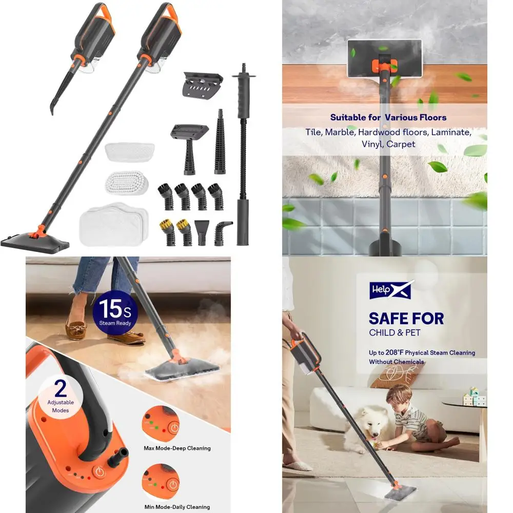 

Multi-Purpose Steam Mop Cleaner with Detachable Handheld Steamer, 20-in-1 Wired Steam Cleaner, Multiple Accessories, Detachable
