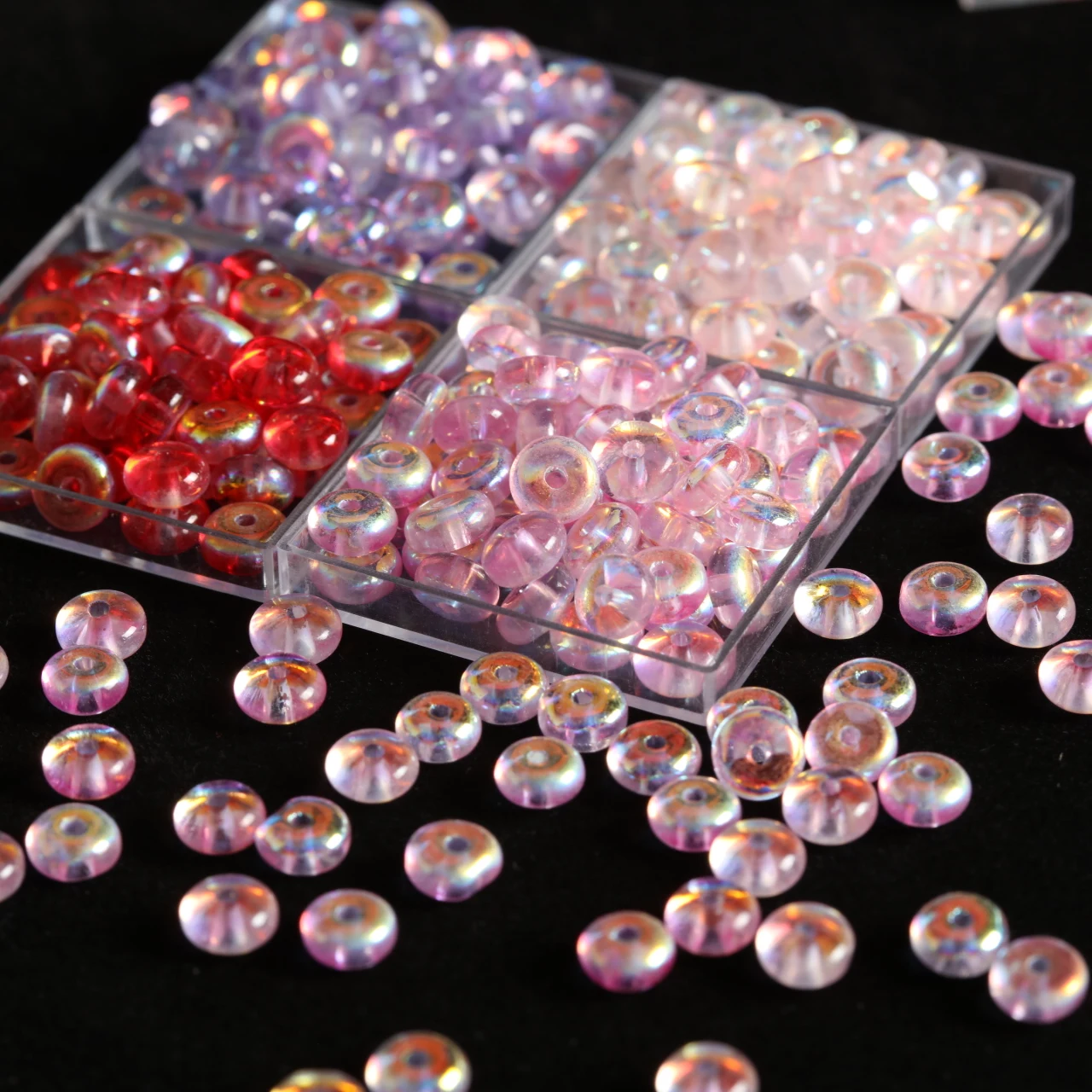 3x6mm Transparent AB Iridescent Aurora Glass Flat Wheel Abacus Beads Loose Spacer Beads For DIY Handmade Jewelry Making - view 2