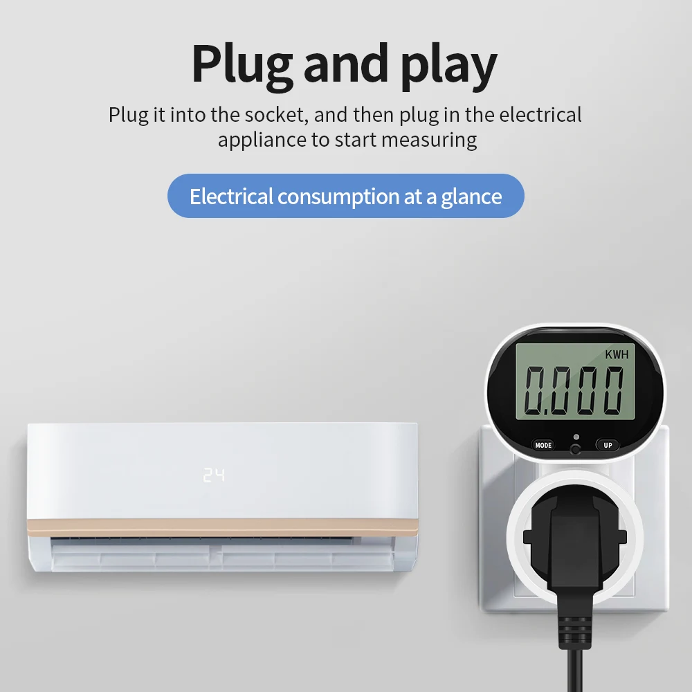 Imagem -03 - Digital Power Electricidade Wattmeter Medidor de Consumo Elétrico eu Plug Kwh Energia Tomada Analisador ac 220v 16a