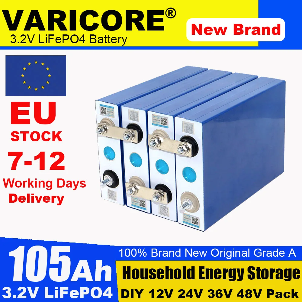 3.2 فولت 105Ah Lifepo4 بطارية قابلة للشحن ليثيوم فوسفات الحديد ل 12 فولت 24 فولت 36 فولت 48 فولت السفر الشمسية المعسكر عربة جولف يخت الصف أ