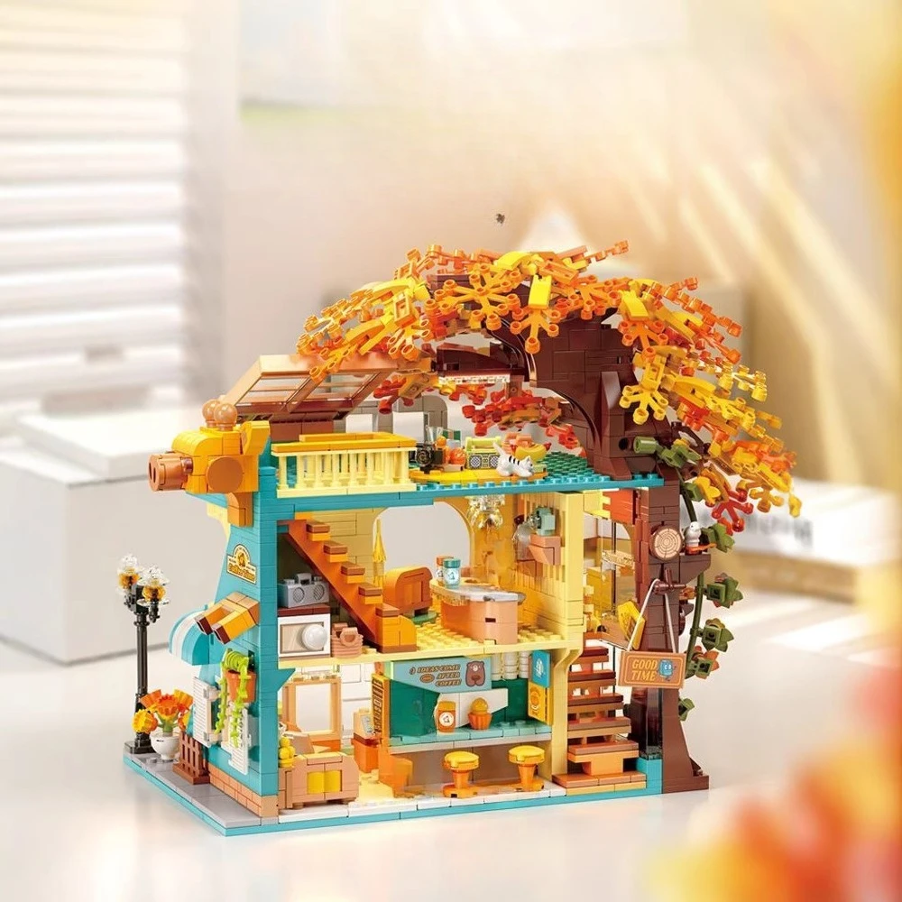 ชุดตัวต่อบล็อกร้านกาแฟฤดูใบไม้ร่วงใหม่ MOC 2026 ของเล่นสร้างสรรค์ร้านน้ำดื่มสำหรับเด็ก ของขวัญวันเกิดและวันหยุด