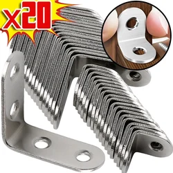 20/1PCS Stainless Steel L Shaped Corner Brace Joint Bracket Right Angle Connector Fastener Furniture Shelf Cabinet Support Frame