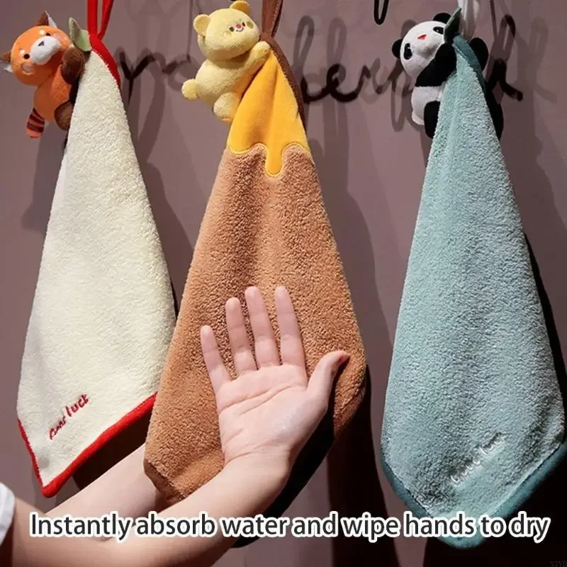 

N7YD Soft Plushie Hand Towels Cartoon Hanging Hand Towel Hanging Hand Towel For Students and Children