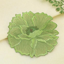 2PCS Large Embroidered Green Lotus Leaf Patches for Clothing Hanfu Hole Scrapbook Accessories DIY Apparel Sewing Supplies