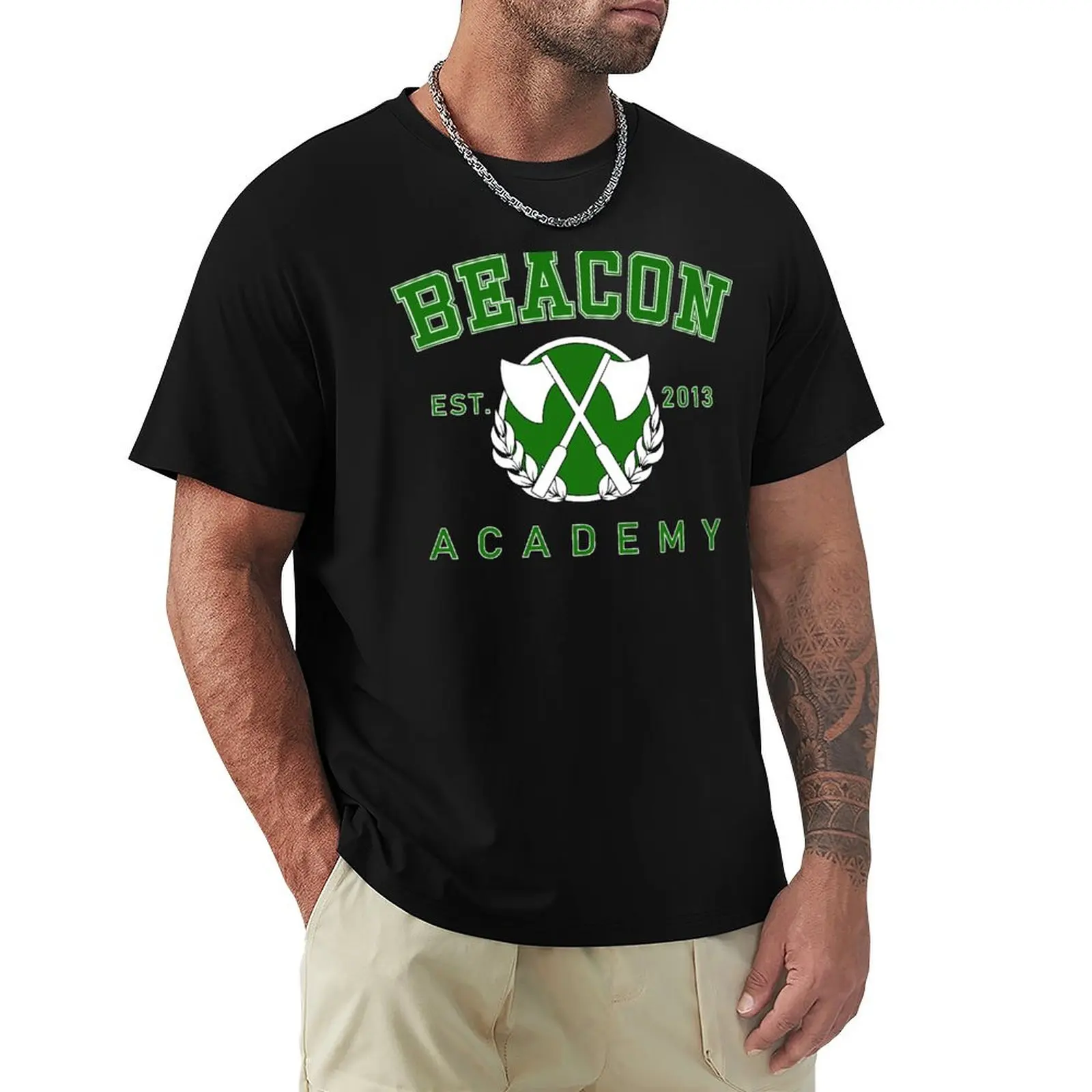 Beacon Academy College Print T-Shirt Basic Solid Color Short Sleeve T-Shirt