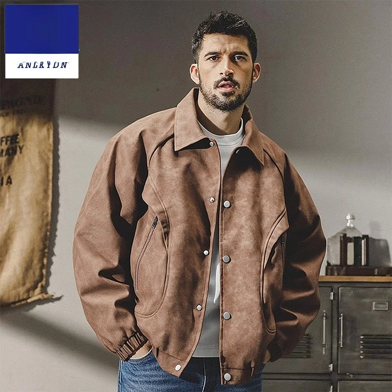 

Американский ретро свободный крой из искусственной кожи для мужчин осень-зима уличная охотничья застежка-молния ветрозащитная повседневная куртка