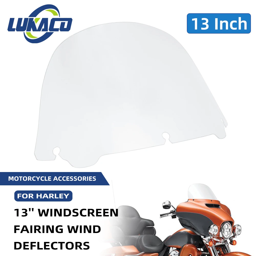 

Motorcycle 13" Clear Upper Fairing Windscreen Windshield For Harley Touring Street Glide CVO Electra Glide Classic FLHX 2014-up