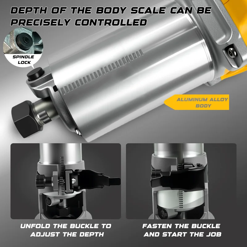 Brushless Wood Router Tool Cordless Milling Engraving Slotting Machine Woodworking Trimming Machine for Dewalt 20V Battery Pin